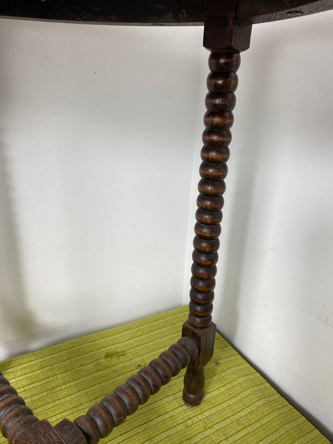 Round turned wood side table