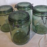 4 identical 1l green solidex jars