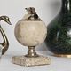 Spherical table lighter in genuine travertine – Italy, circa 1970
