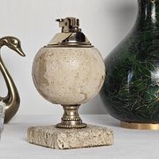 Briquet de table sphérique en travertin véritable – Italie, circa 1970