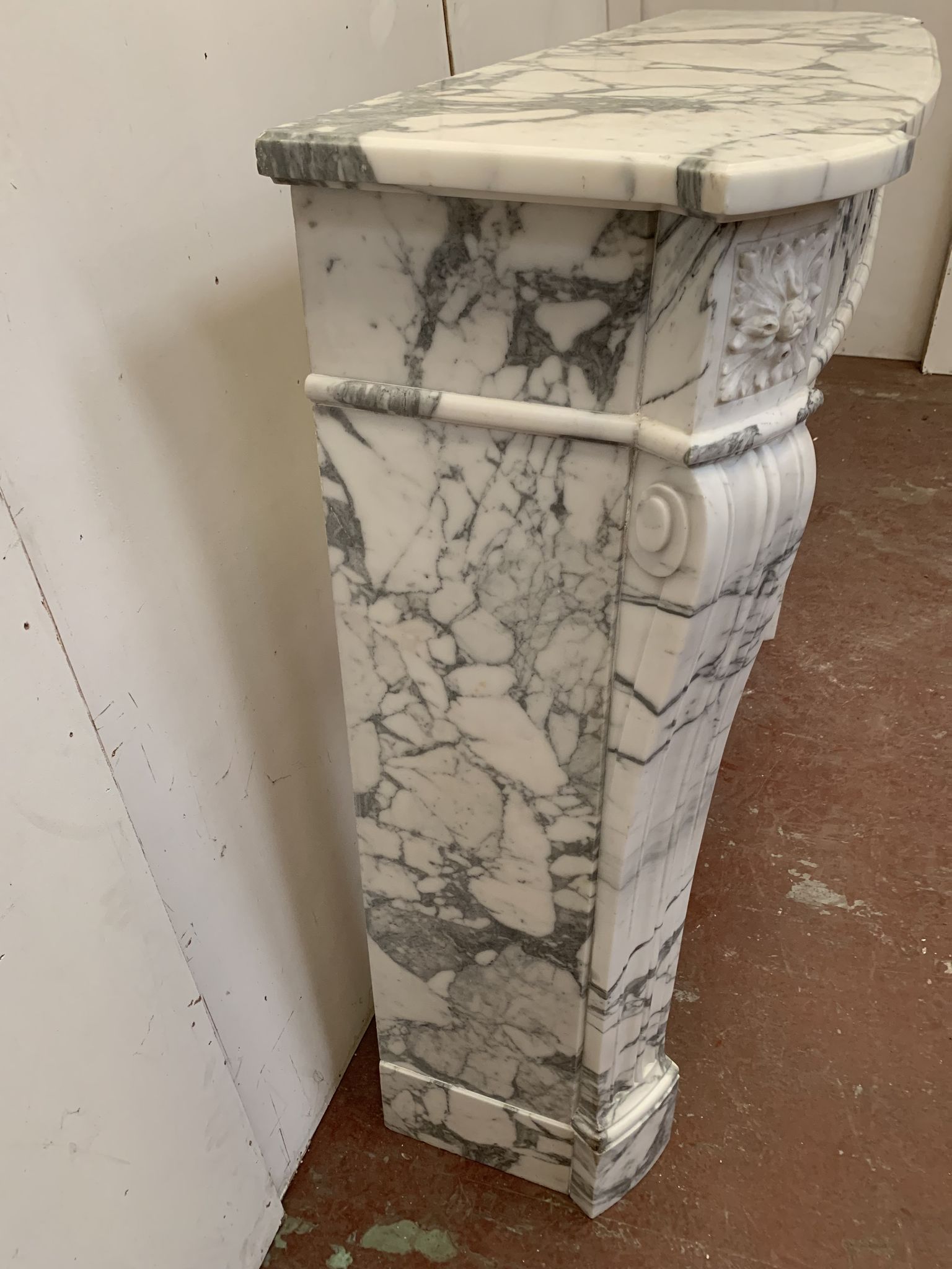 Louis XVI style fireplace in white marble veined carrara XIXth century
