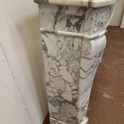 Louis XVI style fireplace in white marble veined carrara XIXth century