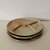 trio of brown stoneware crudité/fondue plates