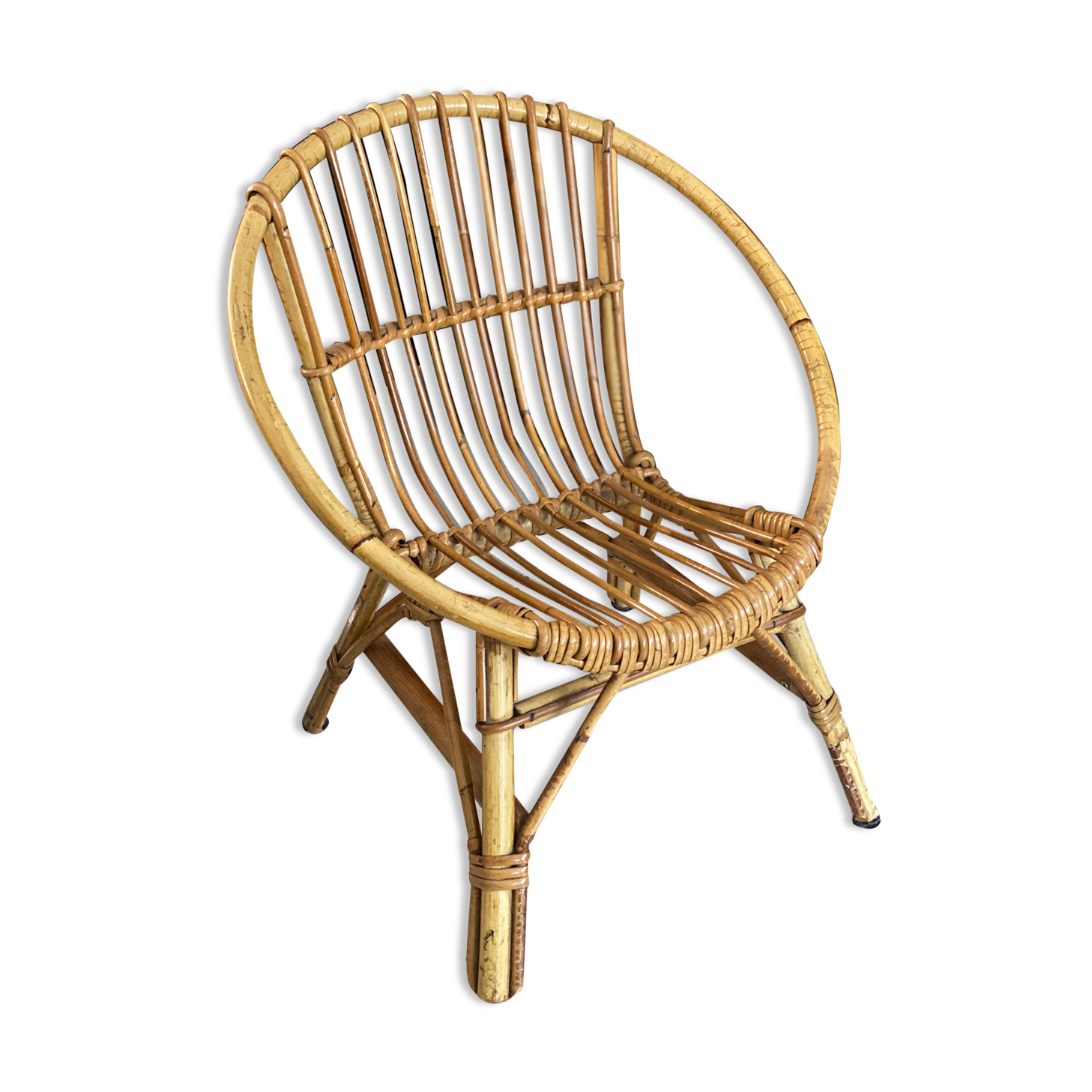 Fauteuil coquille rotin enfant