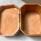 Jewelry box french craft work vintage 60 oak blond lily flower