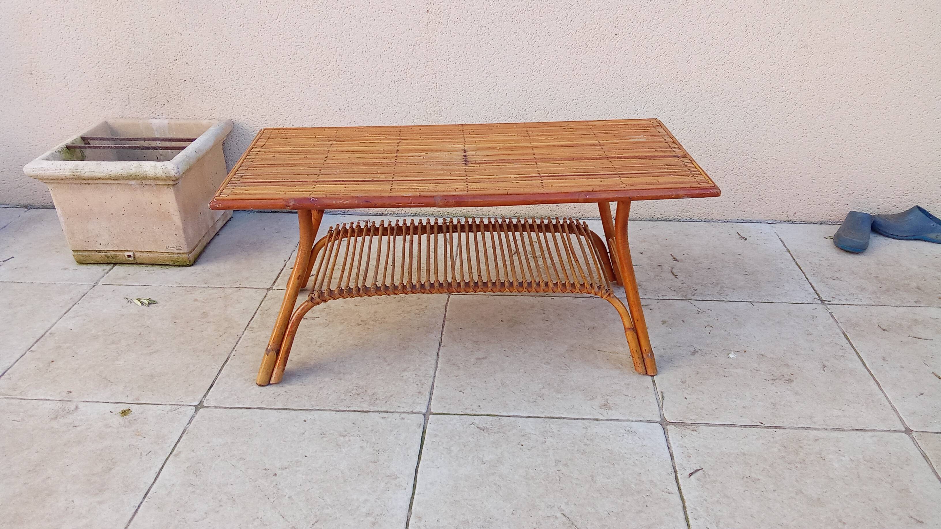 Vintage rattan coffee table
