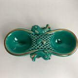 Green and gold ceramic salt shaker Art Deco 30s