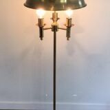 Brass floor lamp with a brass shade. Attributed to Maison Charles