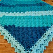 Vintage turquoise and lagoon blue crochet children's blanket