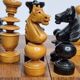 Vintage Solid Wood Folding Chess Set, Regency Bistro Style, Carved Turned Wood Pieces