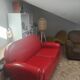 Red 2-seater Club Sofa in coated leather – Maison Pavane