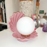 Ceramic shell lamp and opaline bead, saint-jacques, france, 1980