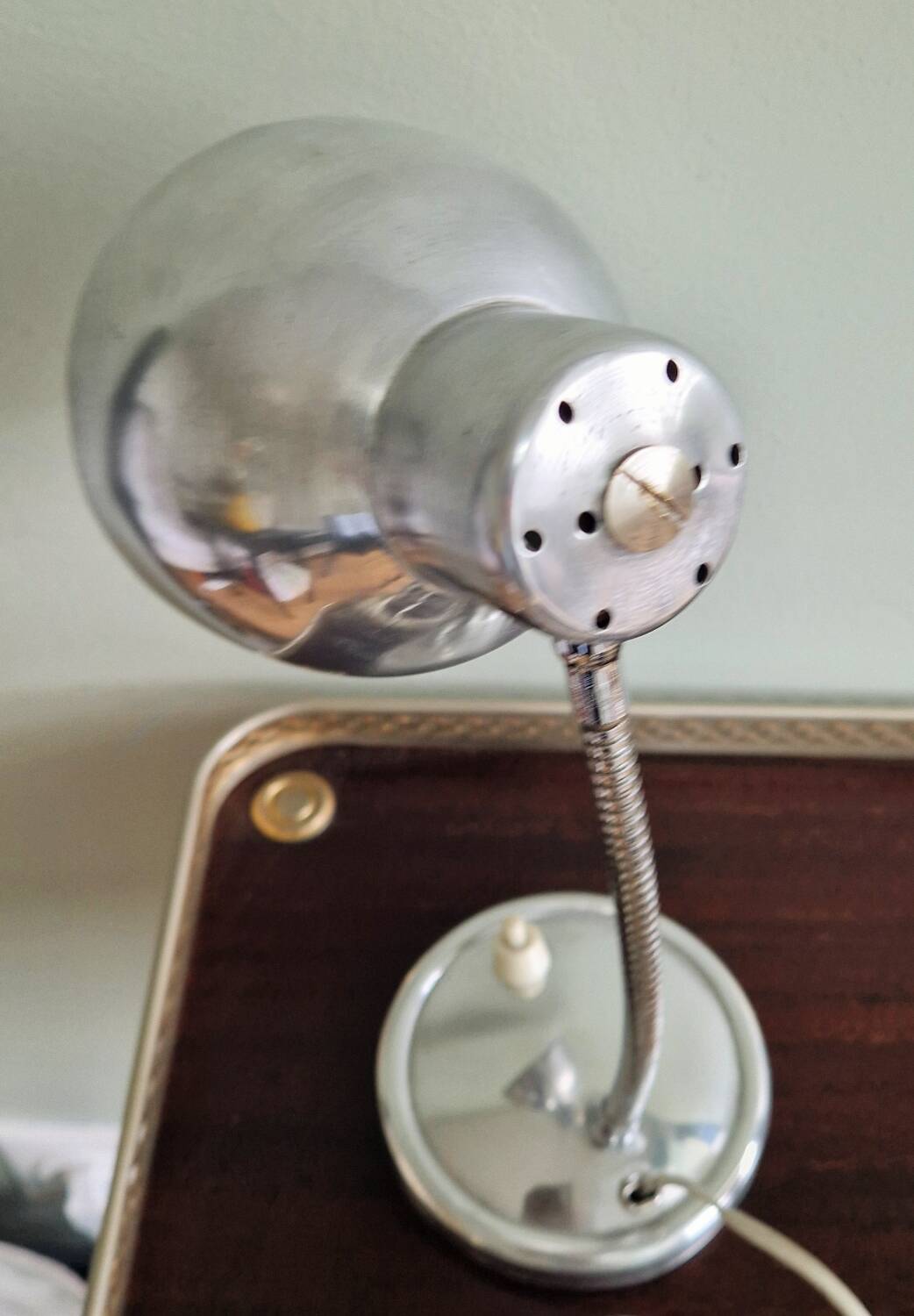 Polished aluminum desk lamp from the 1950s