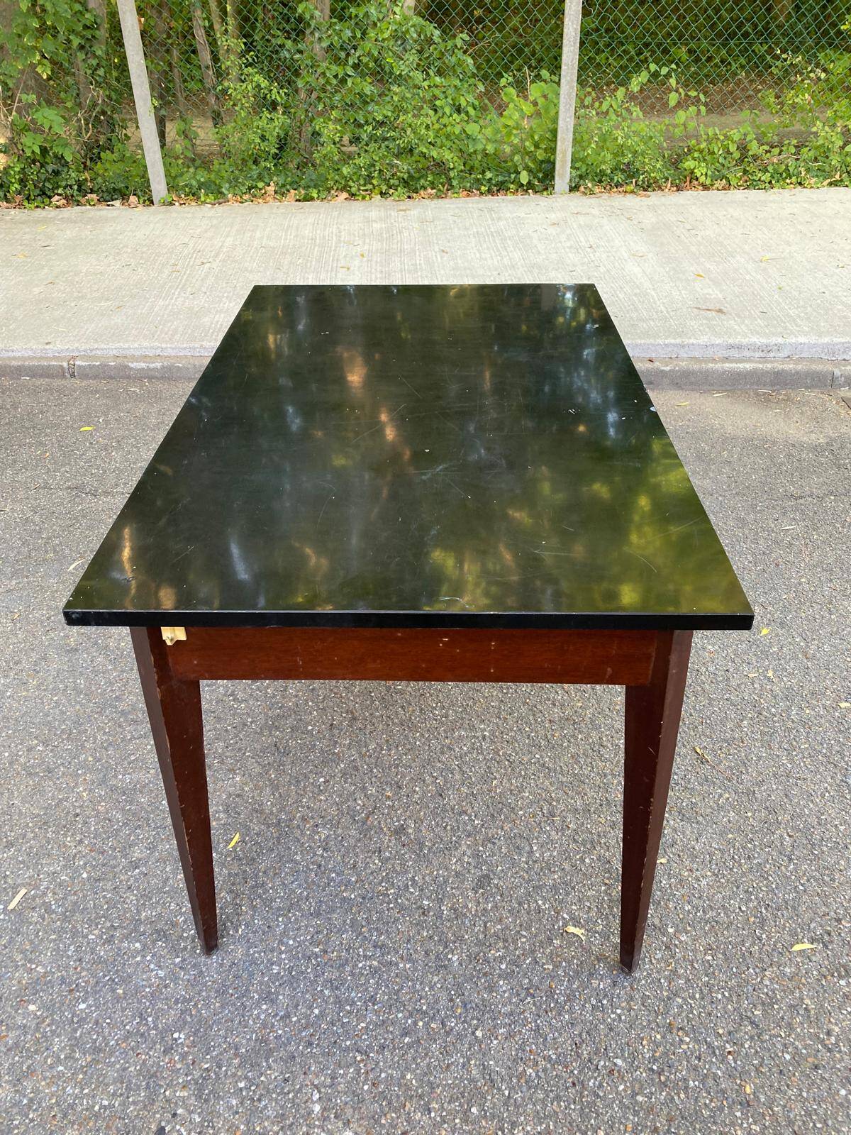 Vintage Scandinavian desk 1950 black top school style mid-century