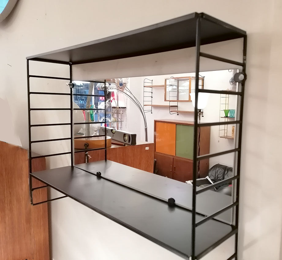 Metal string shelf, with mirror, 1960