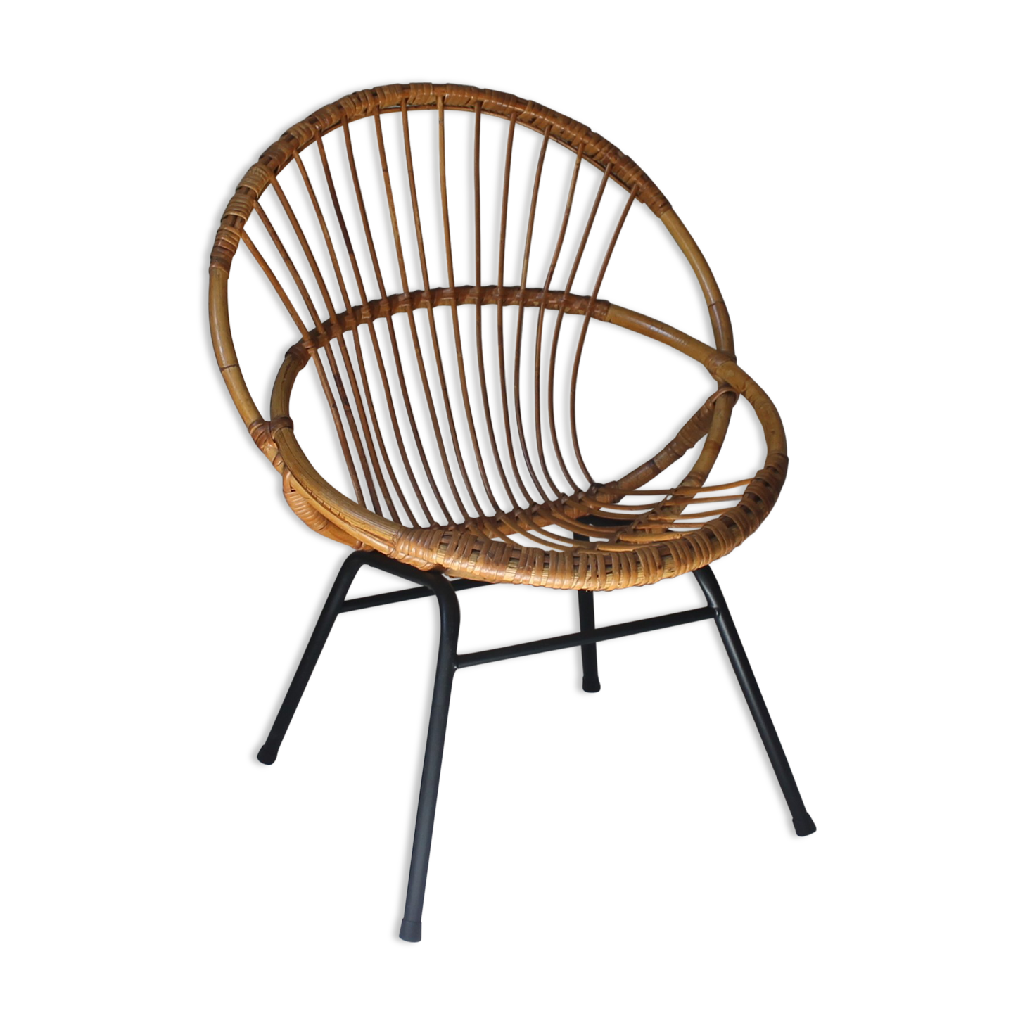 Vintage rattan shell armchair