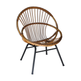 Vintage rattan shell armchair