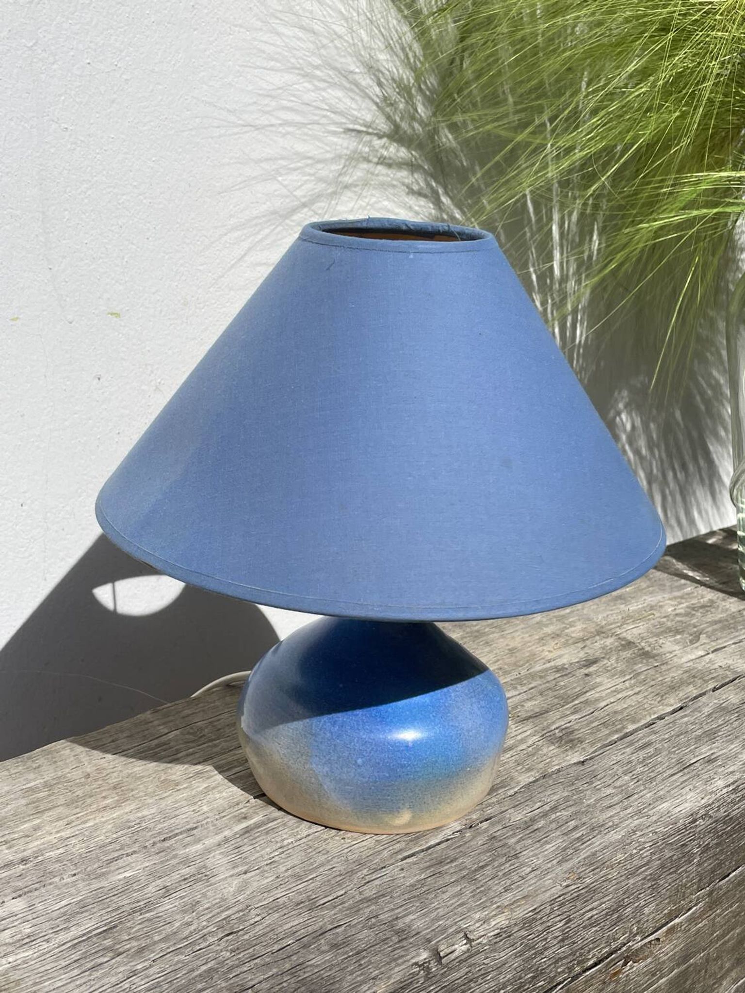 Lampe en céramique bleu vintage