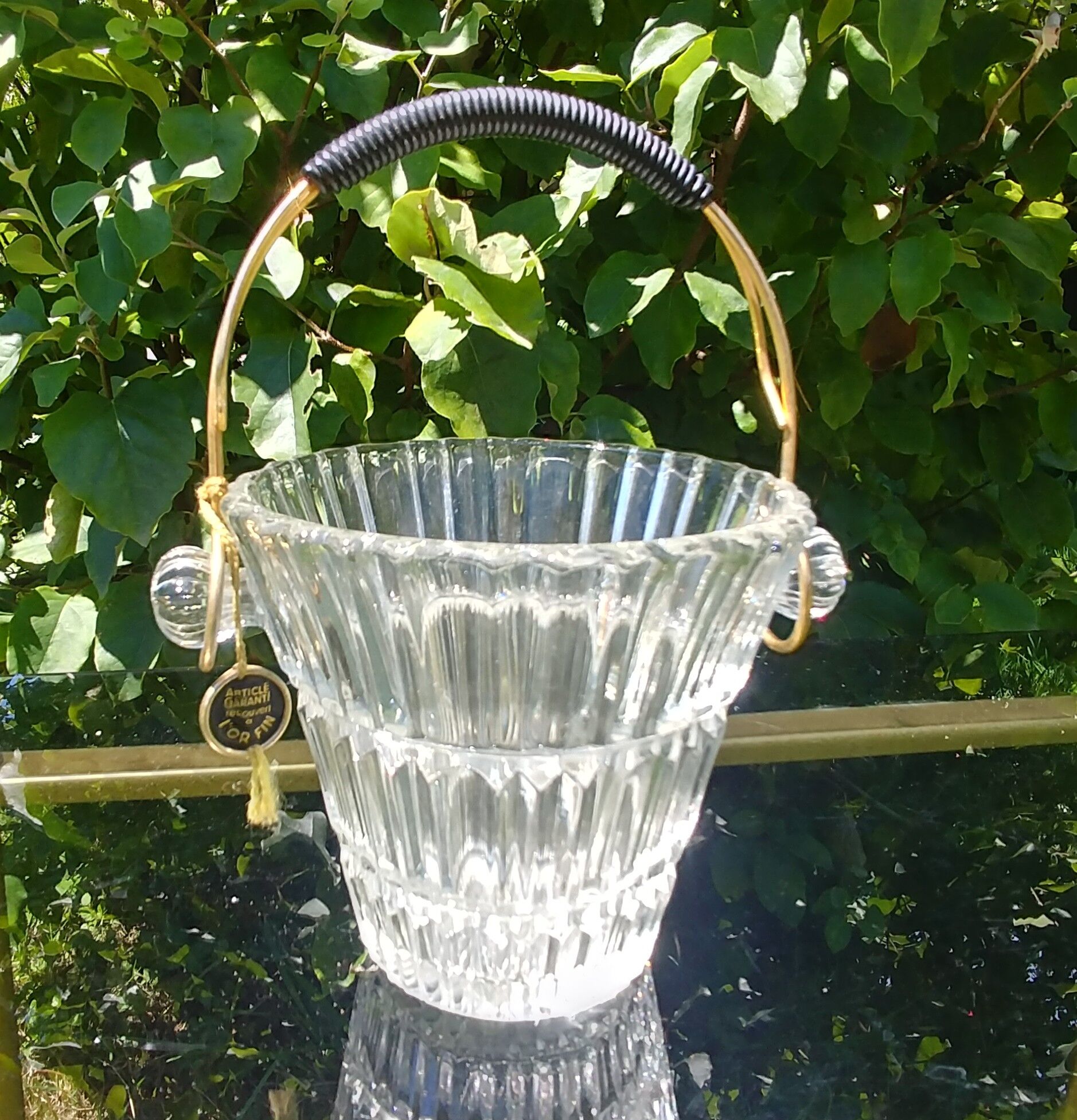 Vintage 60s cut glass ice bucket