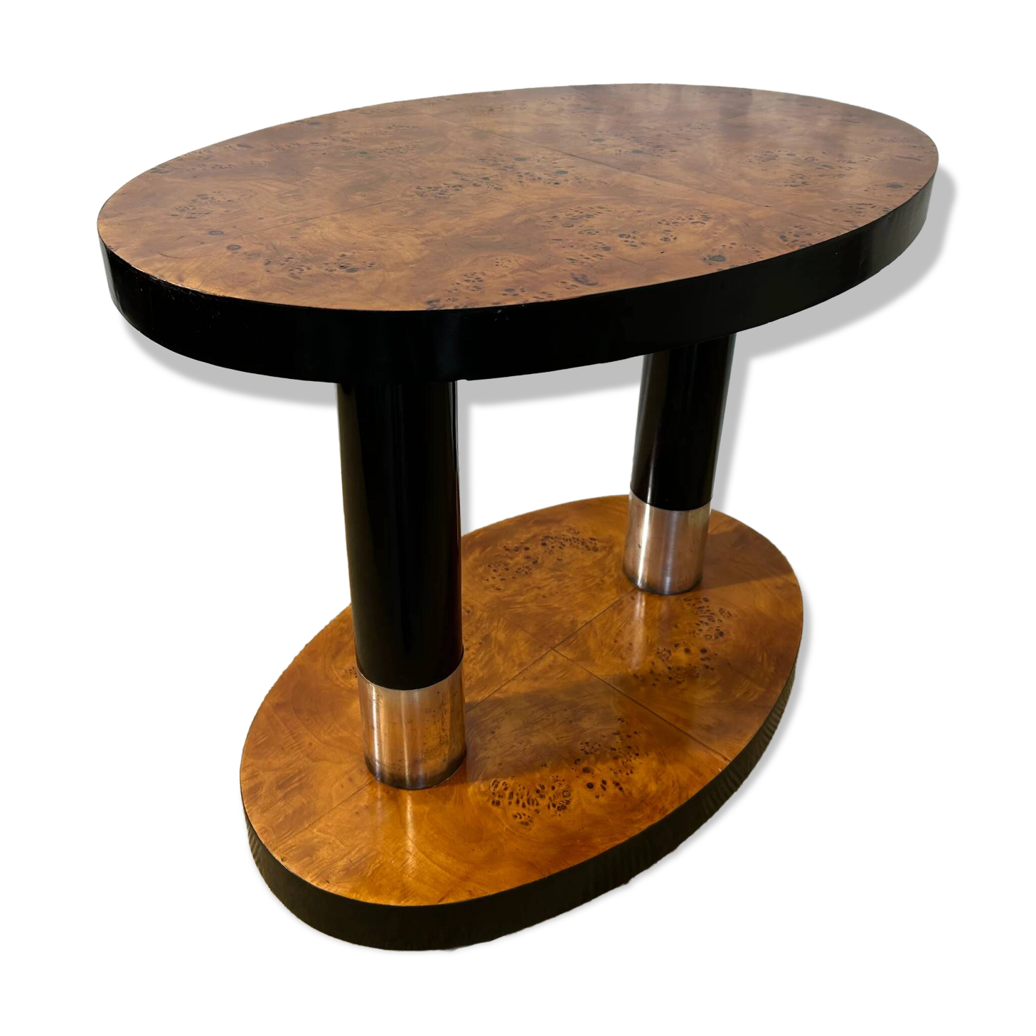 Table d'appoint Art Déco avec placage en ronce de noyer, France, années 1930