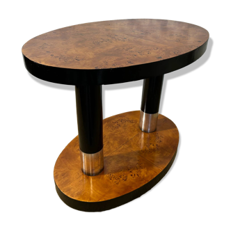 Art Deco side table with walnut burl veneer, France, 1930s.