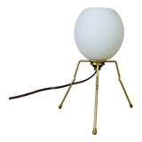 Lamp tripod brass 50s egg globe opaline