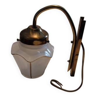old wall light lantern glass and brass vintage lighting fixture