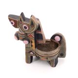Cubic horse sculpture in painted ceramic, 1970s