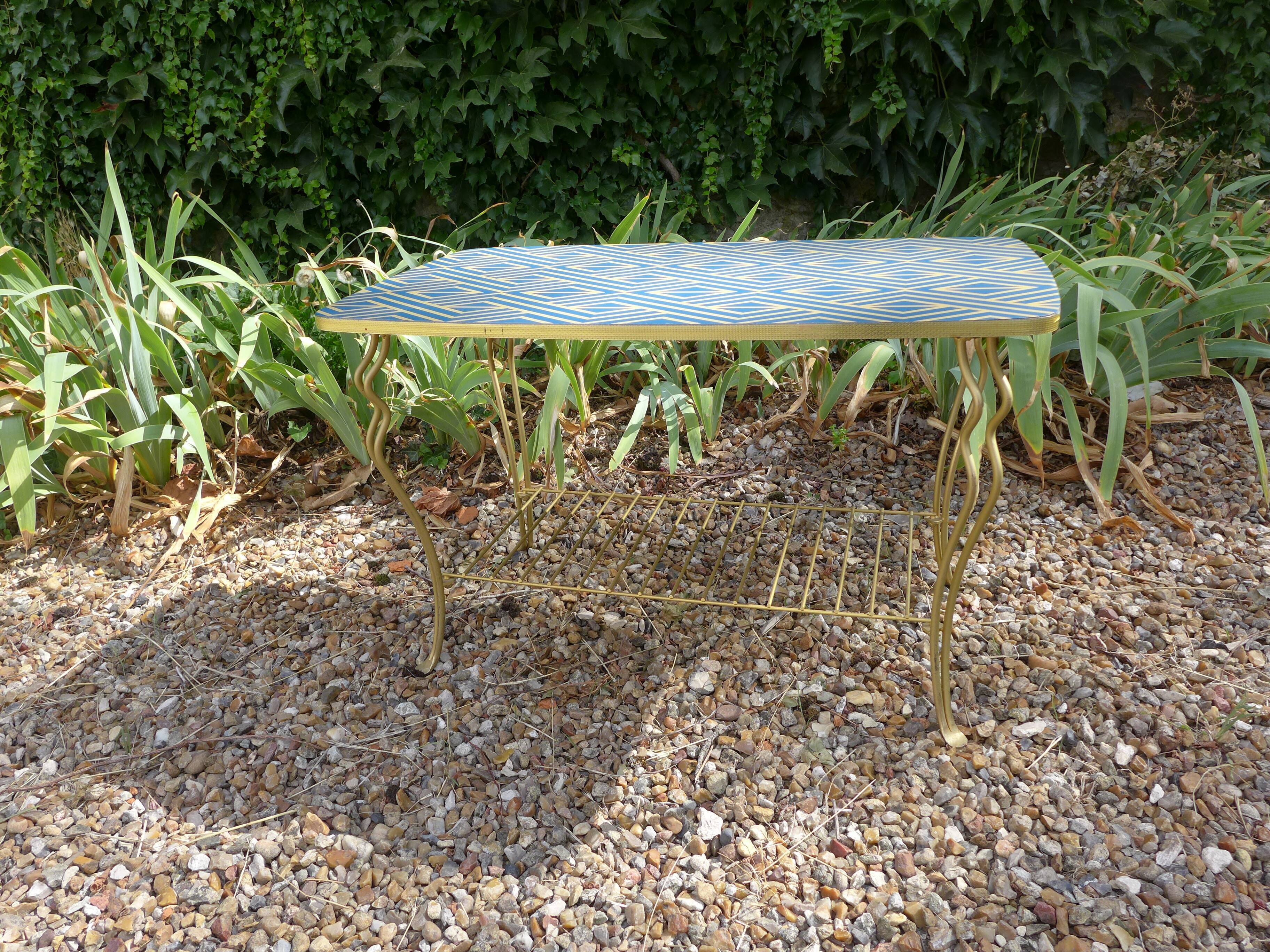 Golden brass coffee table