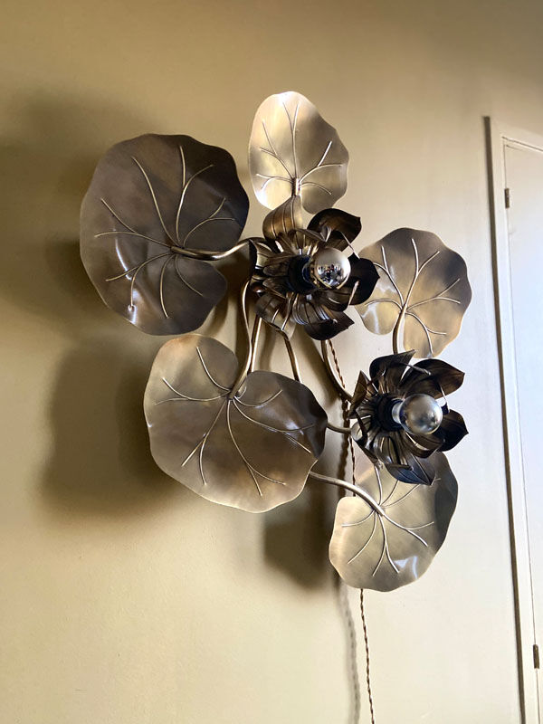 Large water lily wall lamp from the Florart house, 1960s-1970s