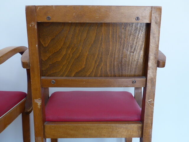 Pair of bridge chairs in red skai