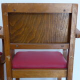 Pair of bridge chairs in red skai