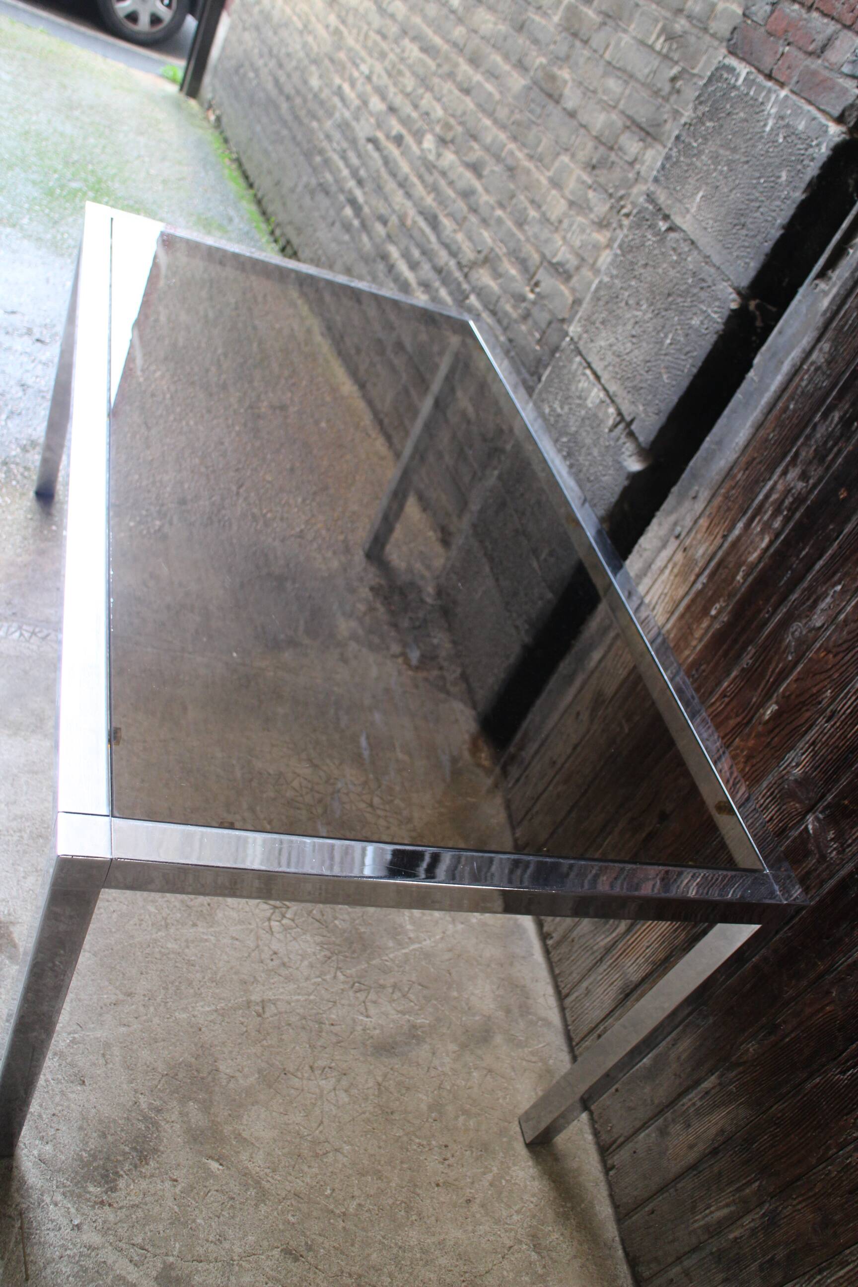 Vintage table chrome legs and smoked glass top