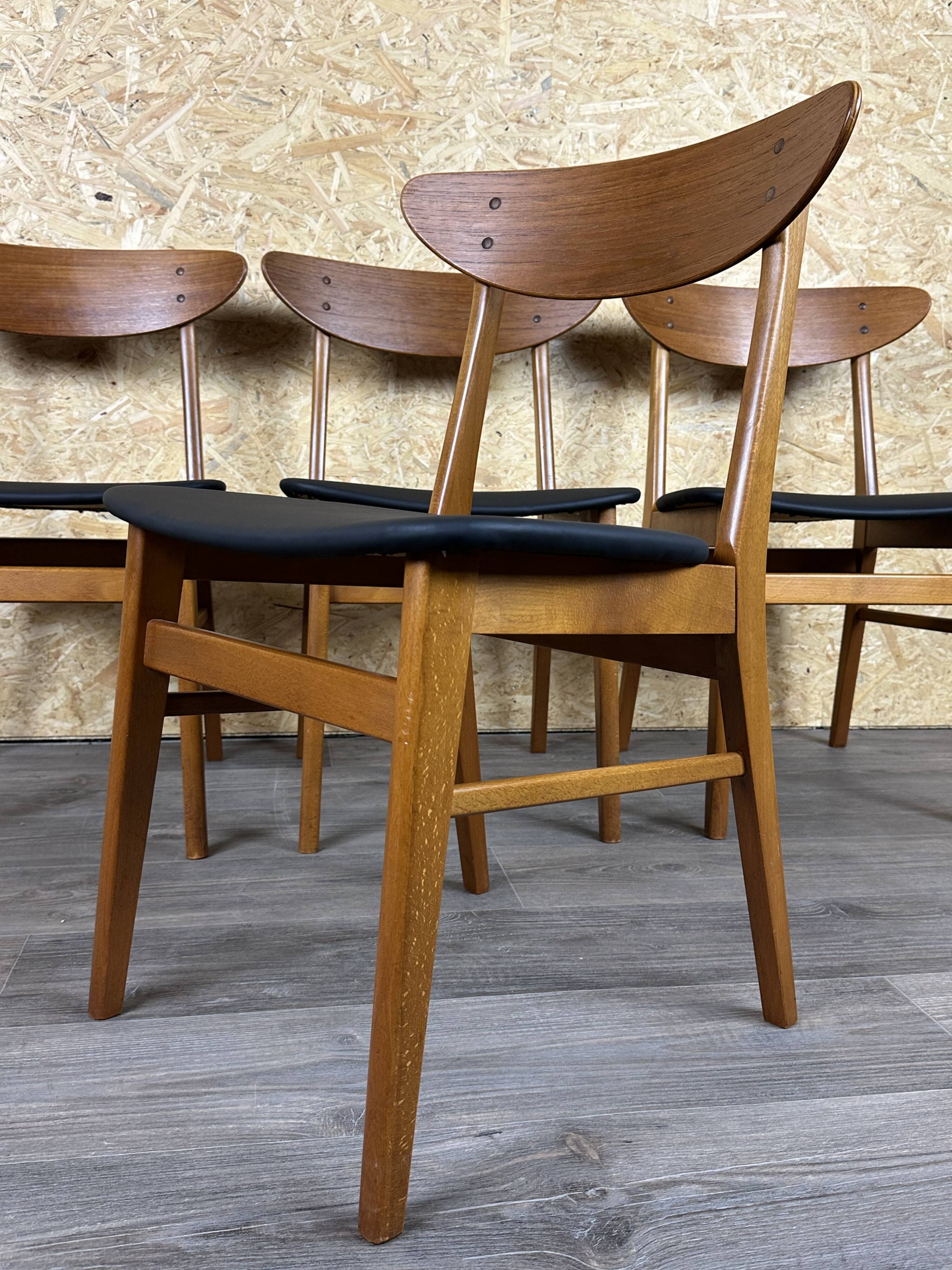 4x 60s 70s Teak Dining Room Chairs Danish Modern Design