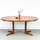 Table à manger ronde en teck danois avec rallonge, années 1970