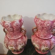 Paire de vases fragonard en porcelaine émaillée