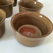 6 Denby stoneware ramekins with mushroom design - 1970s