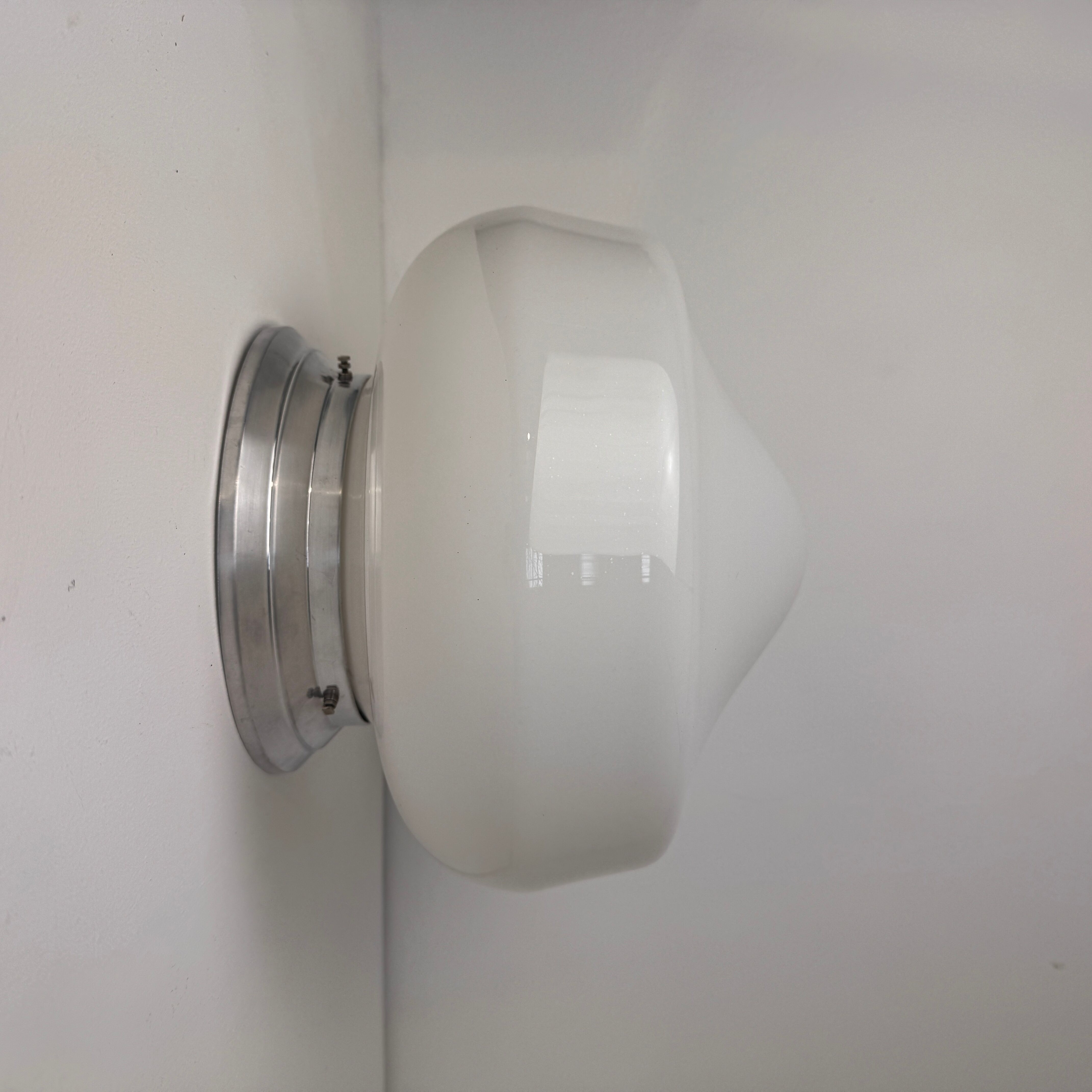 Antique ceiling light or vintage wall light in xl opaline