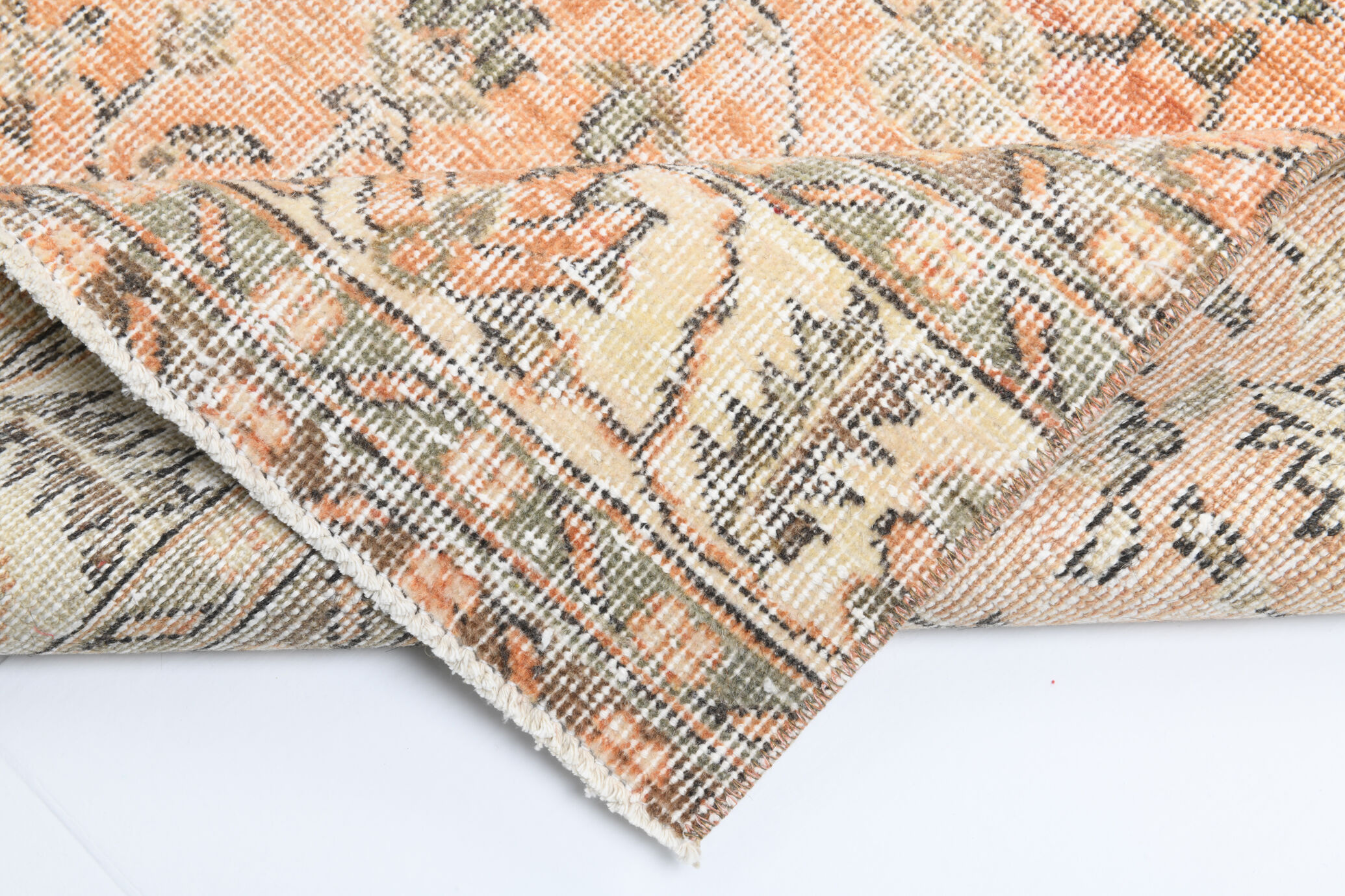 Tapis floral orange vintage, 340x85cm