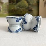 2 old diabolo egg cups, iron earth “Dutch” Creil and Montereau