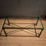 Rectangular metal and glass coffee table