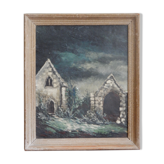 Oil on canvas painting storm sky country gallery