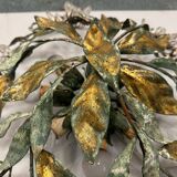 Large Florentine Tole Crystal Flushmount 1960’s