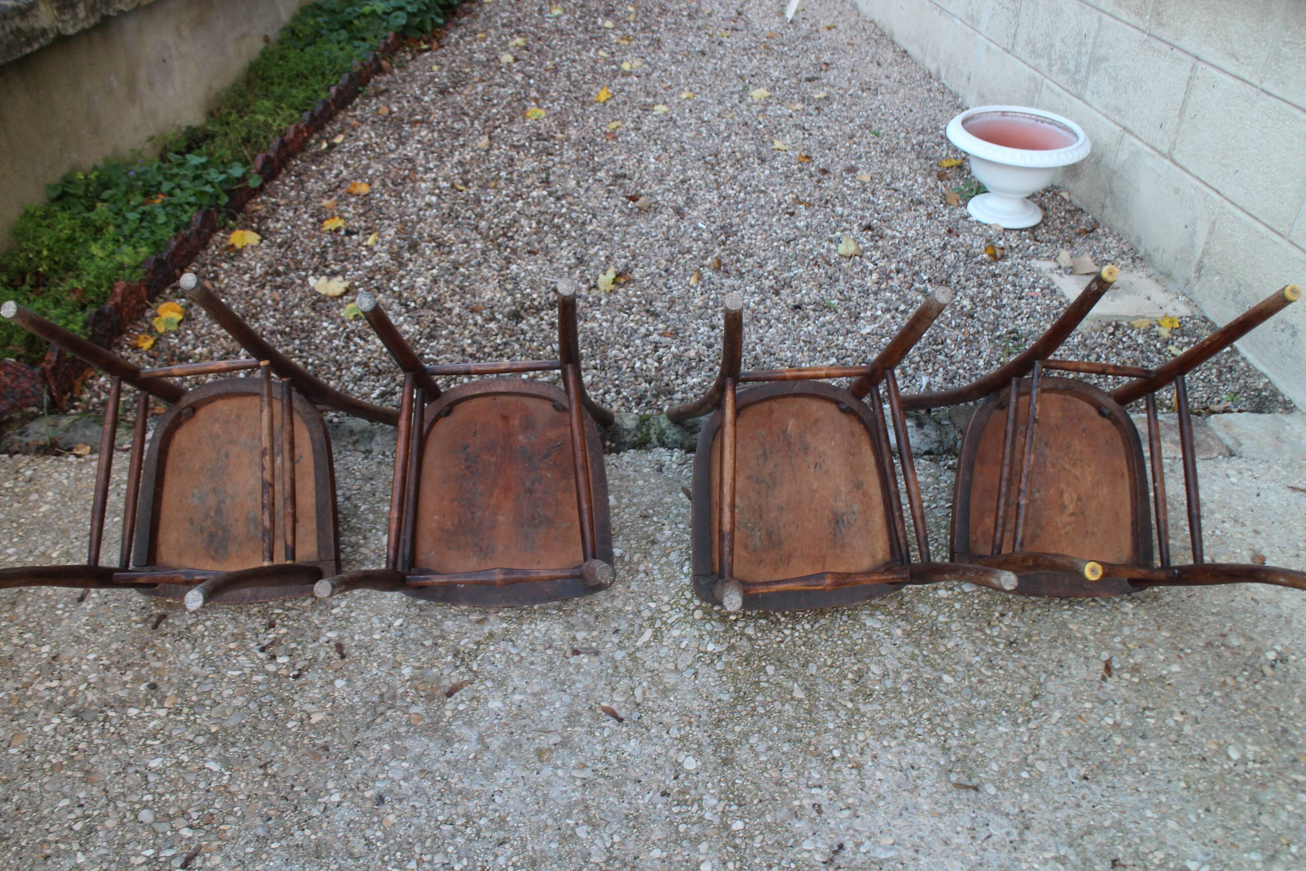 Lot de 4 chaises bistrot assises décorées