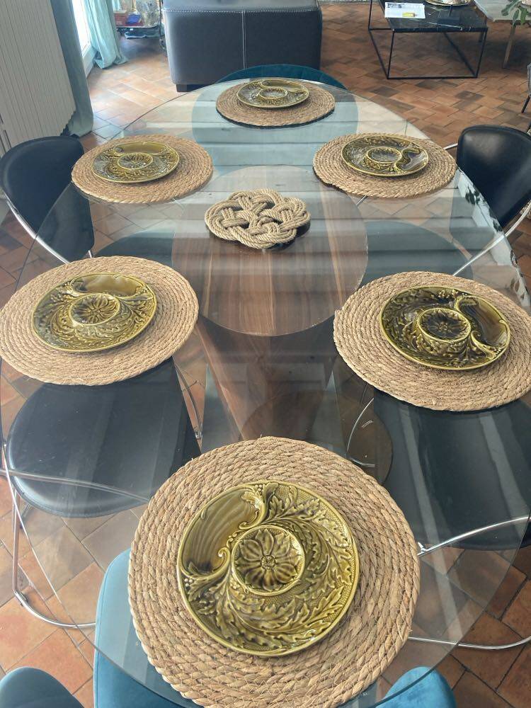 Set of 6 gien artichoke barbotine plates