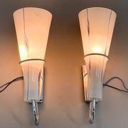 Pair of 1960s Chrome & Glass Wall Lamps by Zukov, 2 Pairs Available