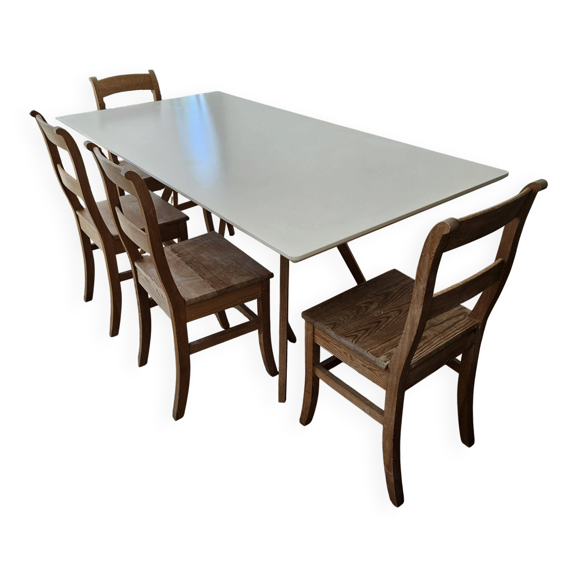 Vintage design table (Style Ouelette X Etch&Bolts) + Chairs