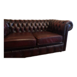 Burgundy leather chesterfield sofa two seater