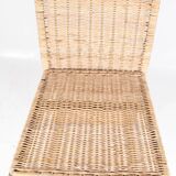 Set of 4 vintage chairs in gilded metal and wicker