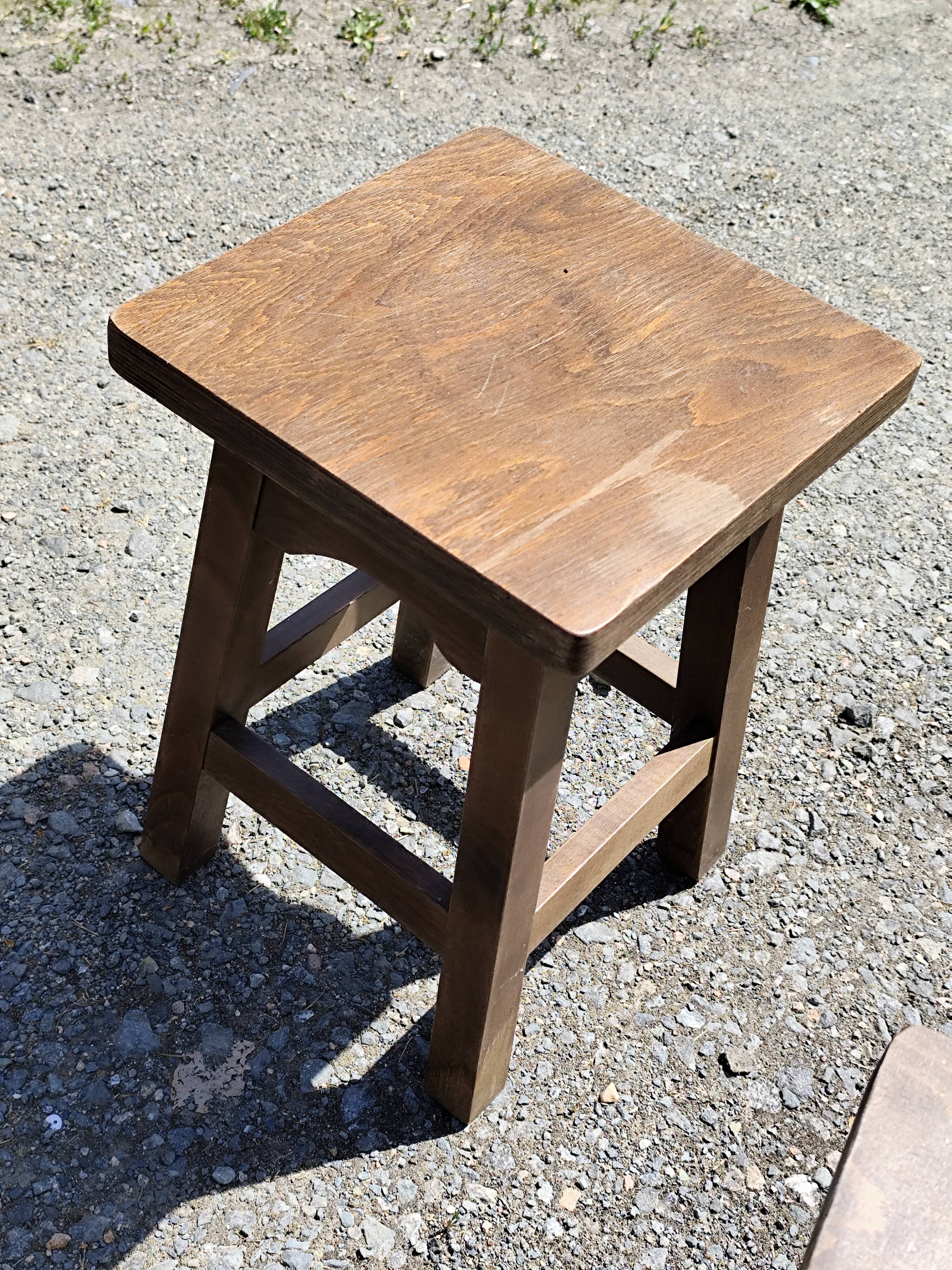 6 rustic brutalist wooden stools